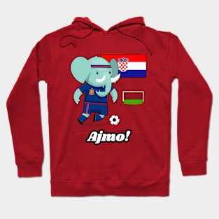 ⚽ Croatia Soccer, Cute Elephant Scores a Goal, Ajmo! Team Spirit Hoodie